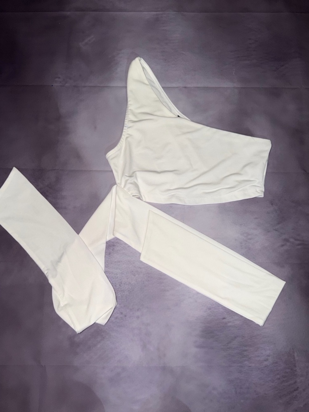 SHEIN White One-Shoulder Cropped Top with Removable Sleeve